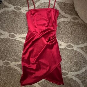 Windsor Asymmetrical Red Satin Dress